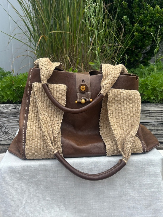 Henry Beguelin Handbags - Henry Beguelin Handmade Leather Tote Bag Brown Woven Strap Artisan Italy Boho